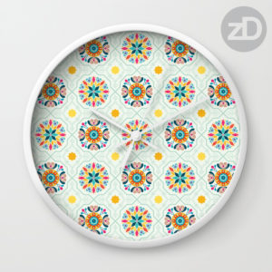 Zirkus Design | Spanish Tiles in Minty Moroccan Pattern Available on Custom Wall Clock by RedBubble