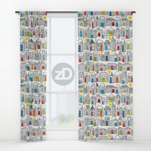 Zirkus Design | Happy City Pattern Available on Custom Window Curtains by Society6