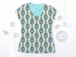 Zirkus Design | Surface Pattern Design Mini Ikat Collection : Tangier Teal Women's Scoop Neck T-Shirt