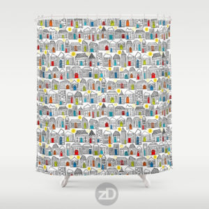 Zirkus Design |Happy City Pattern Available on Custom Shower Curtain by Society6