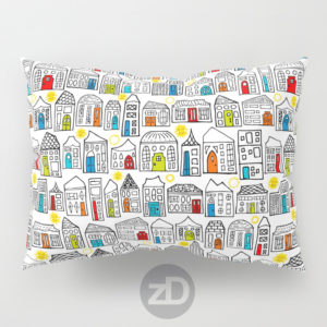 Zirkus Design |Happy City Pattern Available on Custom Throw Pillows by RedBubble