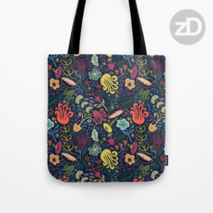 Zirkus Design | Navy Vintage Floral Pattern Available on Custom Tote Bag by Society6